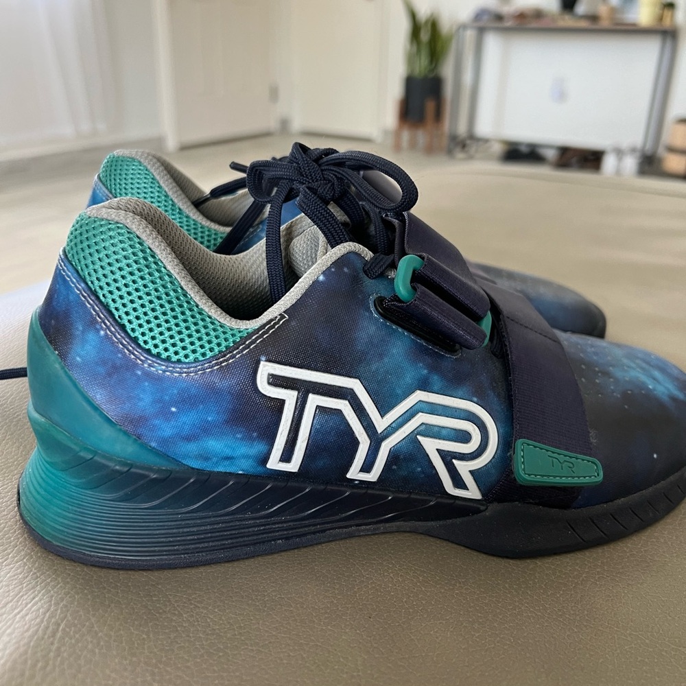 TYR Navy Teal Galaxy-Inspired Athletic Shoes